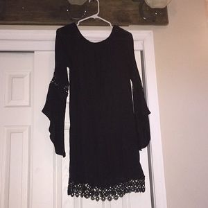 western lace black dress